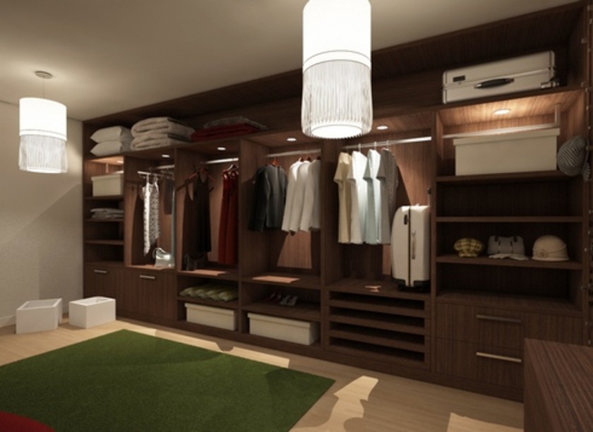 Классическая гардеробная комната из массива с подсветкой Калуга